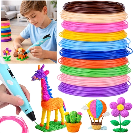 PCL Filament Set for 3D Pen, 10 Colors, 50 m