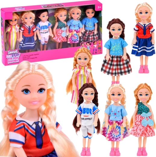 Mini lellītes leļļu mājiņai – komplekts 6 gab., 14 cm