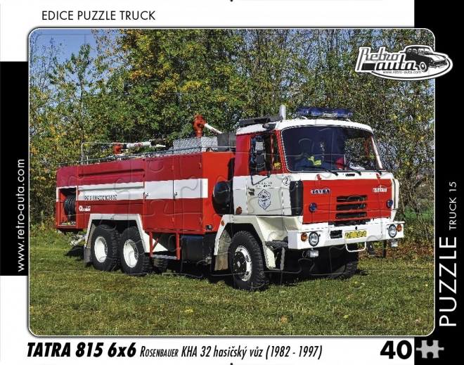Puzle retro auto Tatra 815 6x6 Rosenbauer KHA 32 ugunsdzēsēju automobilis 40 detaļas