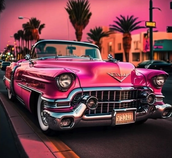 Diamond painting Cadillac in Los Angeles 30 × 40 cm