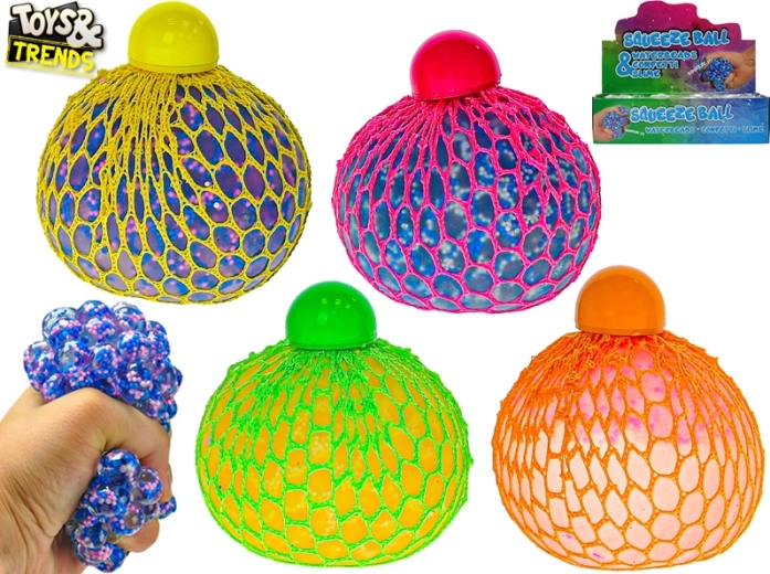 Stretchy Mesh Anti-Stress Ball with Beads 7 cm