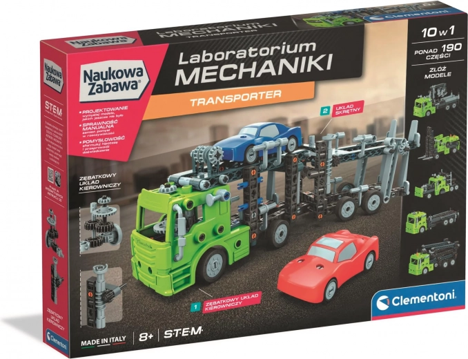 Mehānikas laboratorija – transportiera konstruktors CLEMENTONI