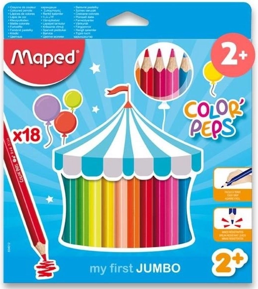 Trīsstūrveida krītiņi Jumbo Color'Peps no Maped, 18 gab.