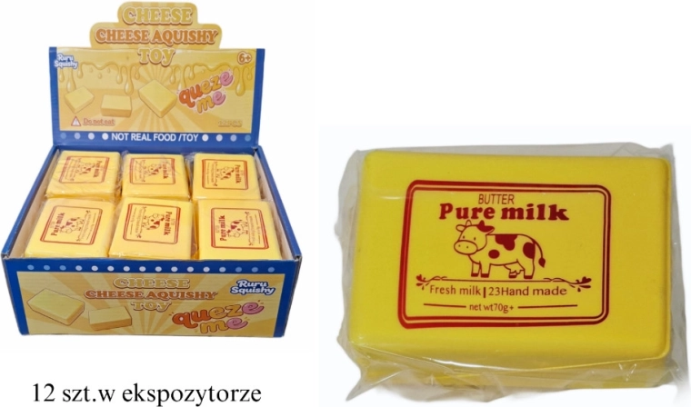 Anti-stress squishy ball in the shape of a cube of butter - 1 piece
