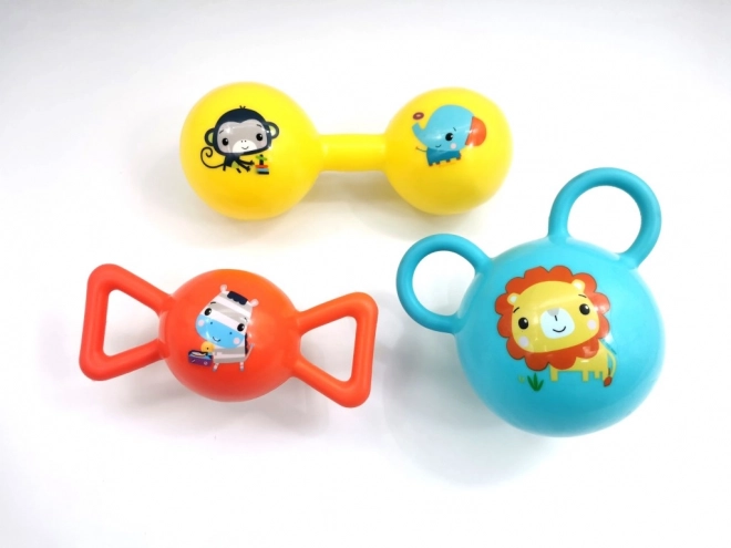 Fisher-Price krāsainu bumbiņu komplekts ar rokturiem zīdaiņiem