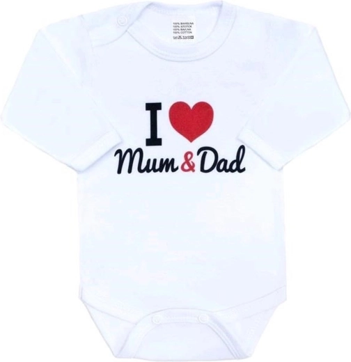 Bērnu bodijs ar garām piedurknēm New Baby I love mum and dad, izmērs 80 (9–12 mēneši)
