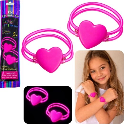 Dubultas spīdošas sirds aproces neon glow stick – komplekts