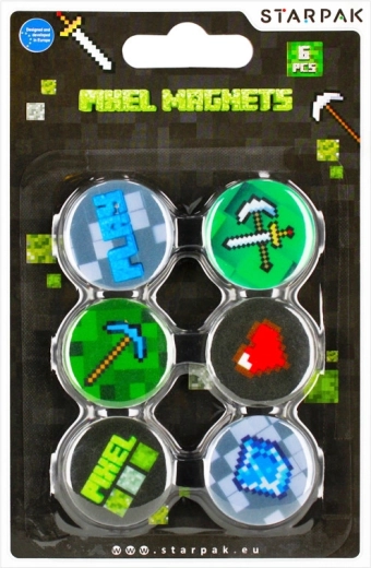 Minecraft pikseļu magnēti, komplekts 6 gab.
