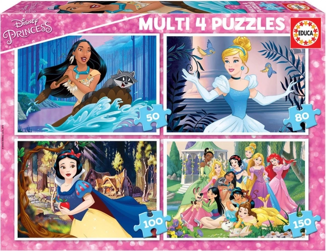 Educa puzles Disney princeses 4 vienā