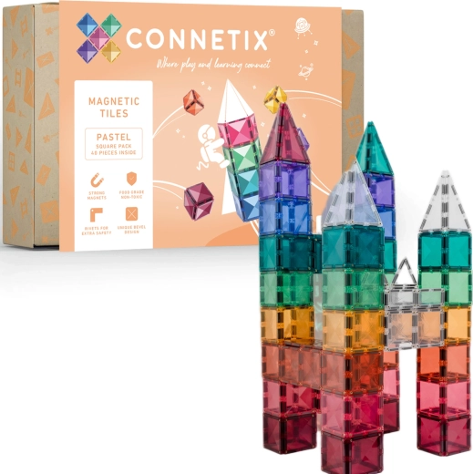 Connetix Pastel Square Pack magnētiskais konstruktors 40 detaļas