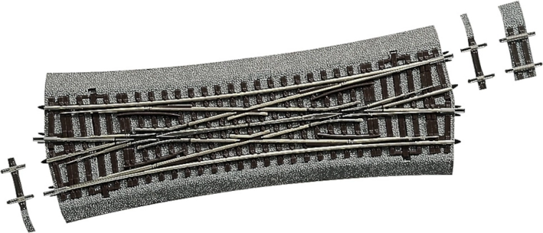 Roco Line double slip switch DKW15 with roadbed