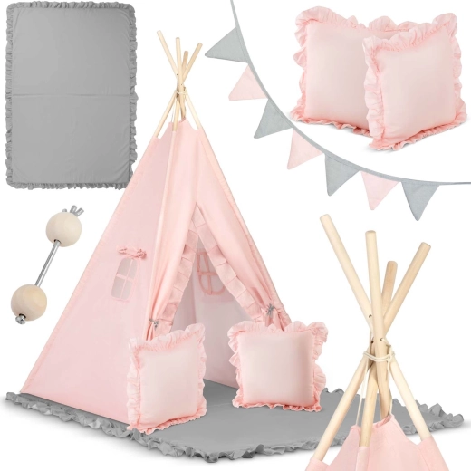 Bērnu tipi telts Nukido – gaiši rozā