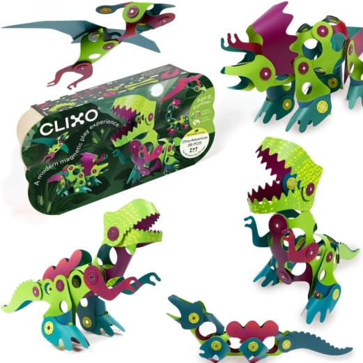 Clixo magnētiskais konstruktors DINO, 36 detaļas