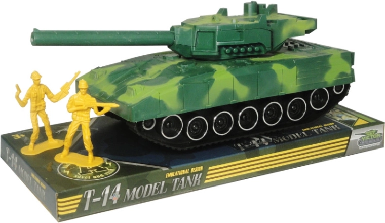 Friction-powered tank with soldier figures