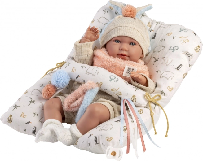 Reālistiska zīdaiņa lelle ar skaņām un mīkstu auduma ķermeni 42 cm