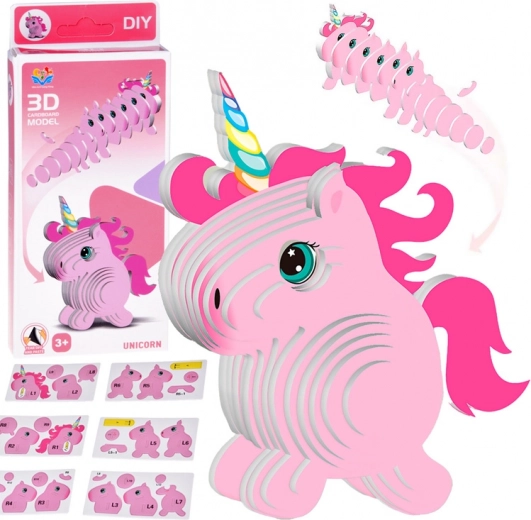 3D cardboard puzzle – pink unicorn DIY