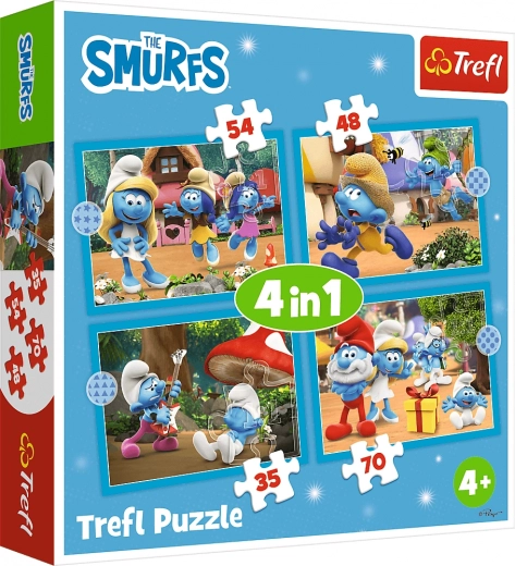 TREFL puzle Smurfu ciematiņš 4in1
