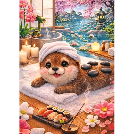 Cute otter at the spa motif