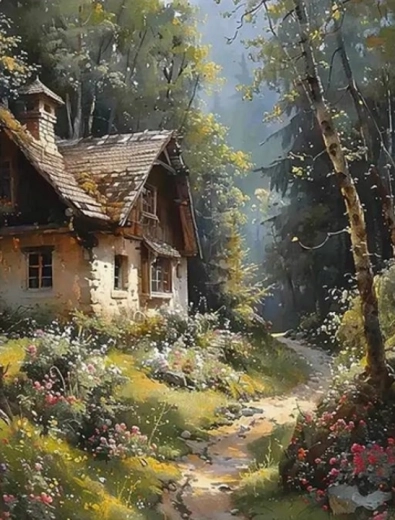 Diamond Painting Cabin in the Forest 30 × 40 cm