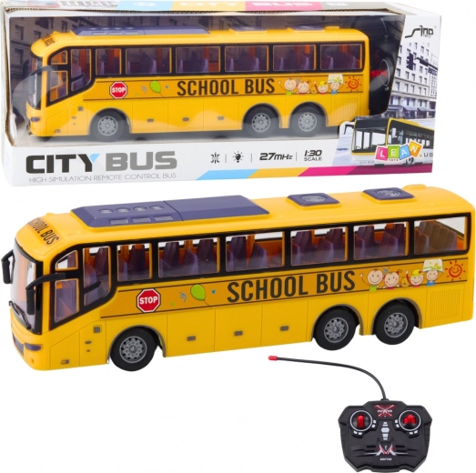 Sacīkšu dzeltenais skolas autobuss RC 1:30 ar tālvadību
