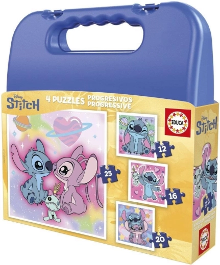Stitch Puzzle in a Suitcase 4-in-1 (12–25 pieces) EDUCA