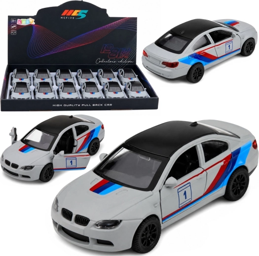 Metāla sporta auto modelītis ar pull-back piedziņu, matēti pelēks 1:32 – 1 gab.