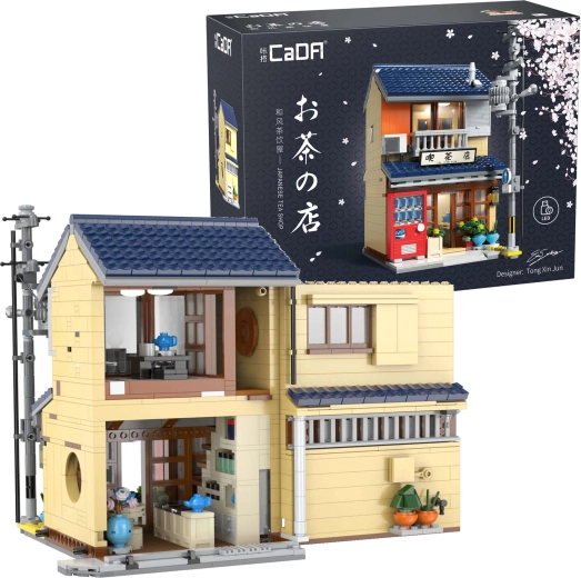 CaDA Japanese Tea House Building Set with LED Lighting, 1200 Pieces