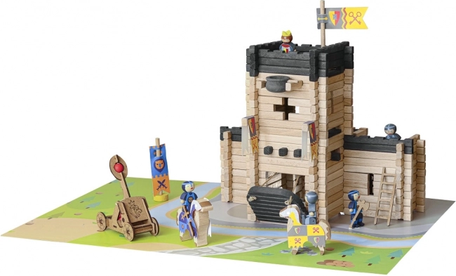 Jeujura wooden construction set – castle with catapult, 270 pieces