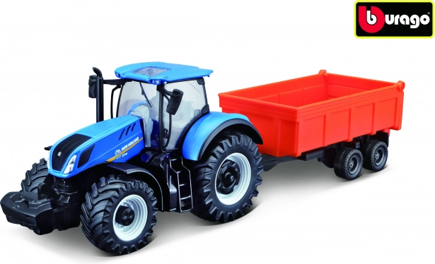 Bburago Farmland traktors NEW HOLLAND T7.315 HD ar izgāžamu piekabi 10 cm