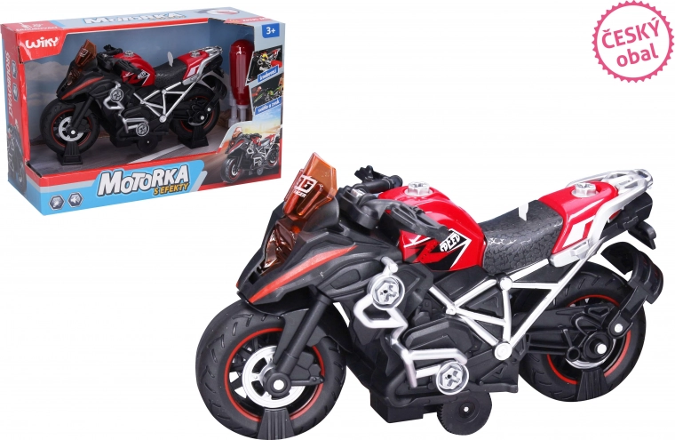 Sarkans skrūvējamais motocikls ar efektiem