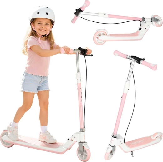 Trike Fix salokāms bērnu skrejritenis ar izgaismotiem LED riteņiem, rozā