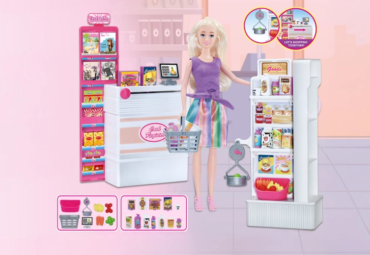 Shop Assistant Doll 30 cm with Store and Accessories