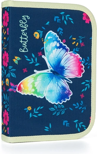 School Pencil Case with 2 Flaps Butterfly