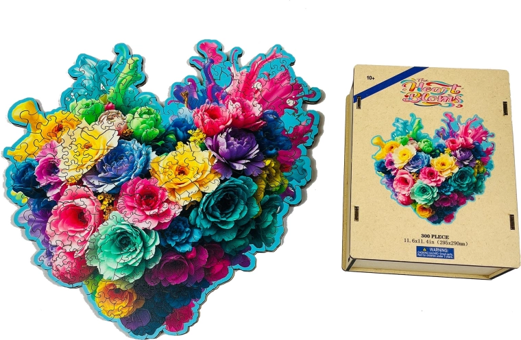 Wooden puzzle – floral heart