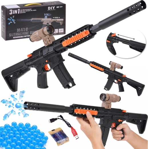 Gēla blasteris M416 gēla lodītēm 3v1 ar akumulatoru (DIY) - 1 gab.