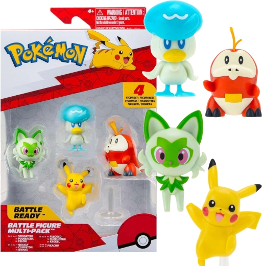 Outlet Pokémon Battle set of 4 figures: Pikachu, Krokorok, Sprigatito and Quaxly, 5 cm - 4 pcs