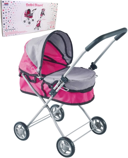 Deep doll stroller, pink-gray (up to 43 cm)