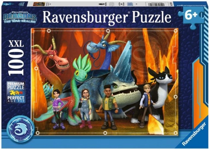 RAVENSBURGER bērnu puzle KĀ IZDRESĒT PŪĶI: THE NINE REALMS XXL 100 gabali