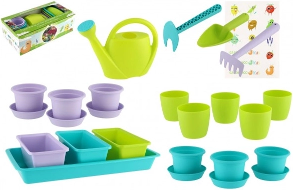 Dārza komplekts Gardenico Kids ar puķupodiem