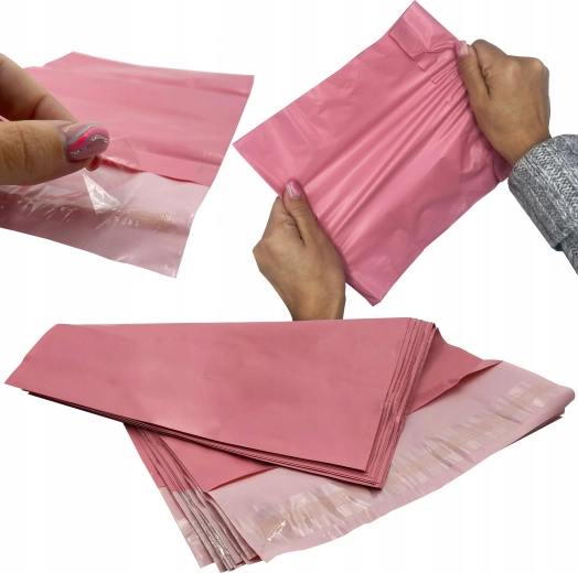 Rozā kurjeru plastmasas aploksnes, 50 gab. – 500 x 600 mm