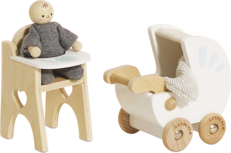 Le Toy Van koka bērnistaba leļļu namiņam ar mazuli