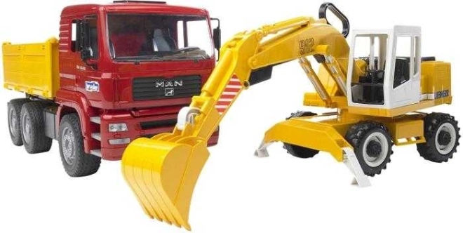 Pašizgāzējs MAN un ekskavators Liebherr no Bruder