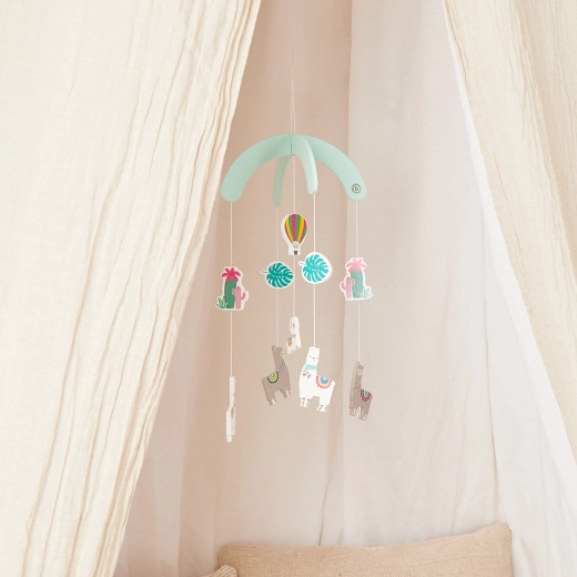 Soothing design with llama, balloon, and cacti