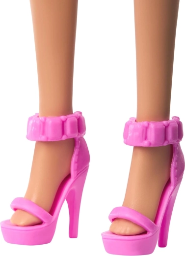 Pink high-heeled sandals