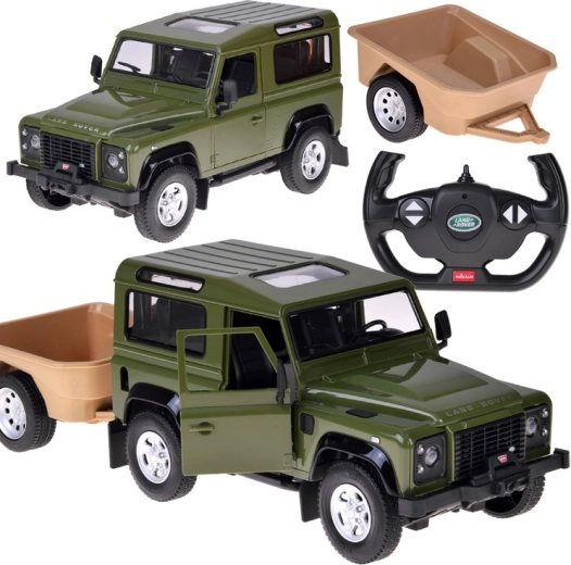 Rastar Land Rover Defender 1:14 RC ar piekabi – Zaļa