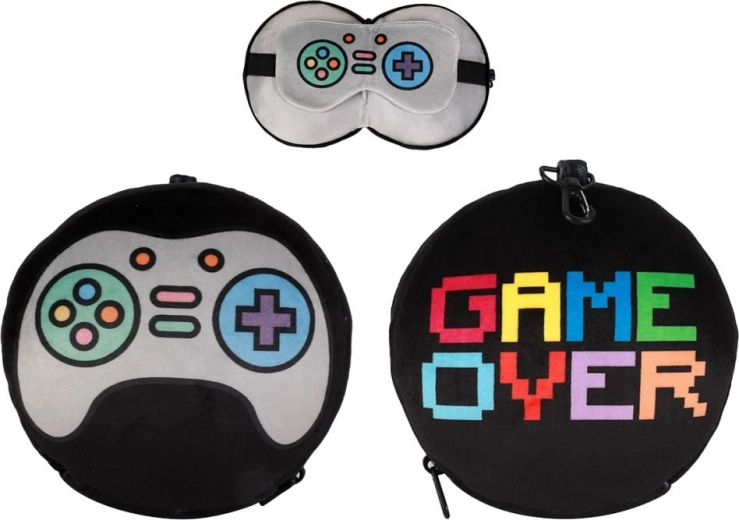 Travel pillow with mask let's play