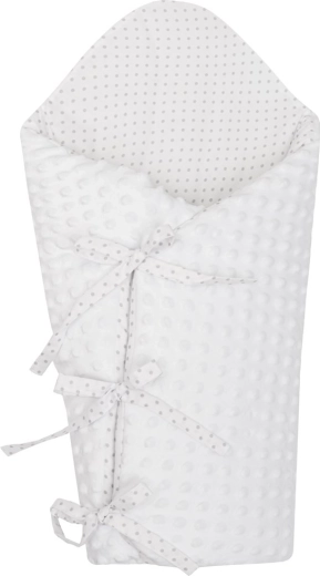 Luxurious lace-up swaddle from minky NEW BABY white 75 × 75 cm