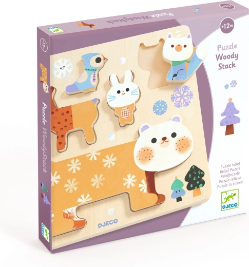 Wooden puzzle and balancing game Woody Stack by DJECO (5 pieces)