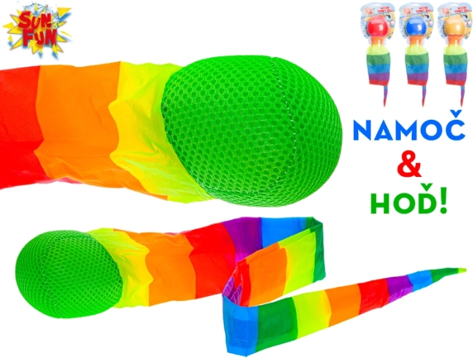 Water ball with rainbow streamer