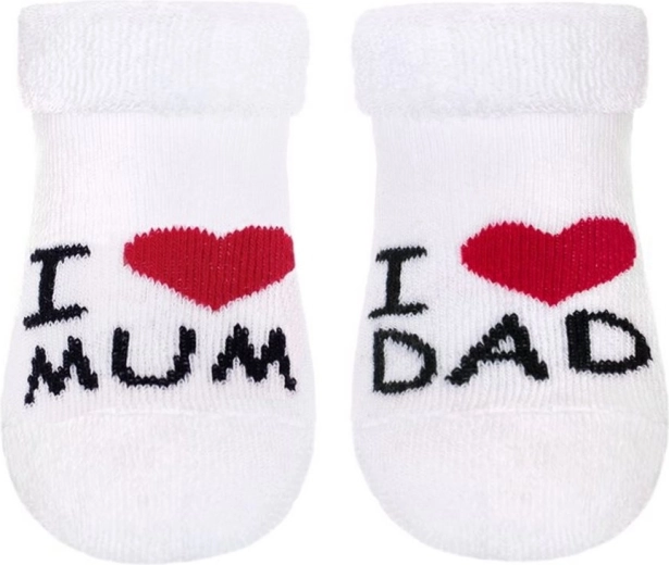 Baby terry socks New Baby I Love Mum and Dad white 0–3 months
